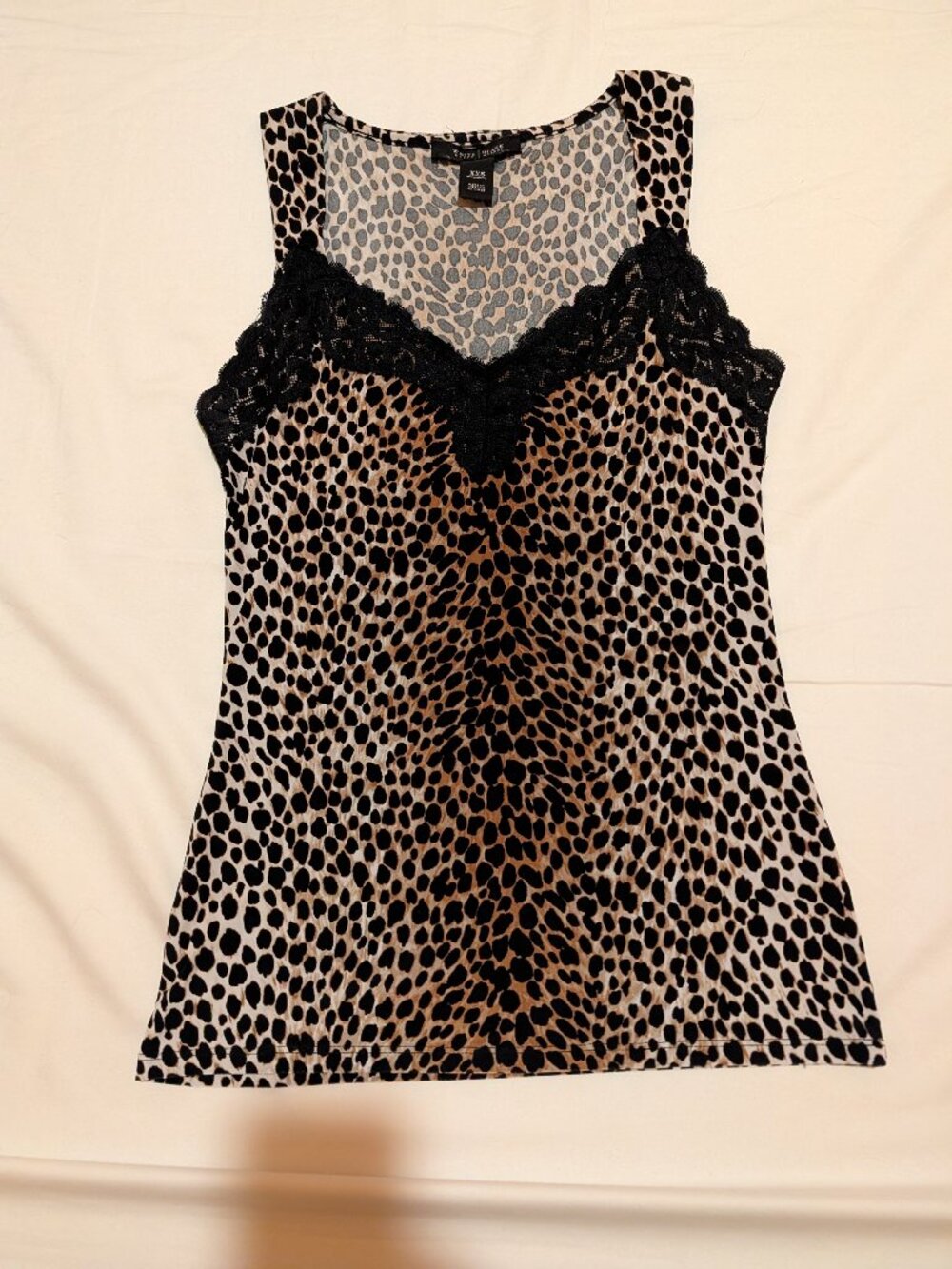 White House Black Market Animal Print Lace Trim Cami Tank Top XXS
